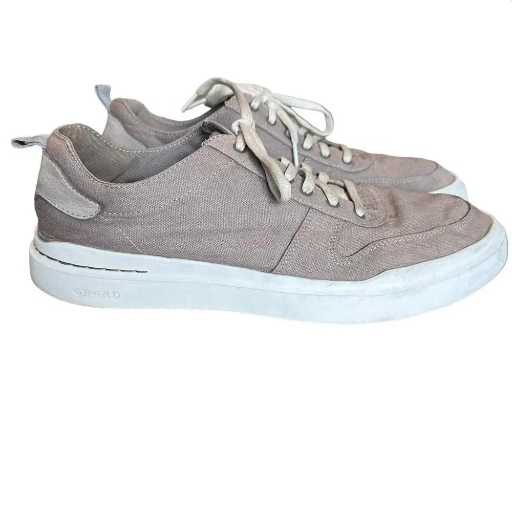 Cole Haan Grand Crosscourt Sneakers Mens 11.5 Taupe Canvas Suede Low Top Shoes